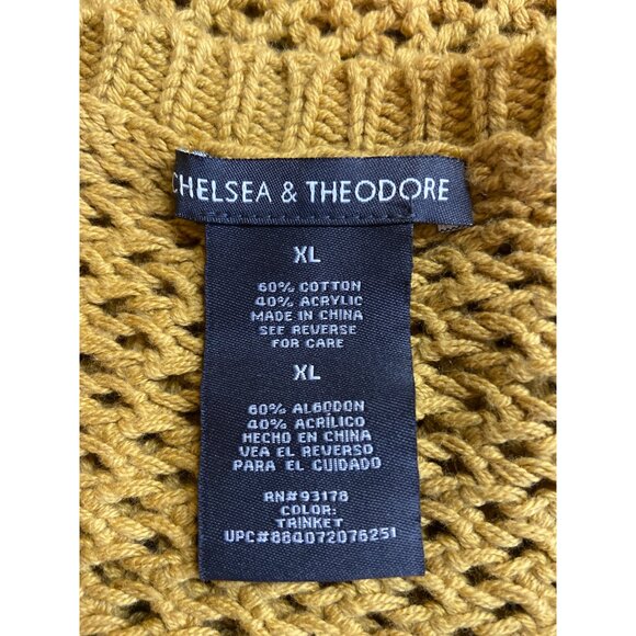 Chelsea & Theodore Open Knit Womens Sweater X Yellow Lagenlook Minimalist - Picture 3 of 6